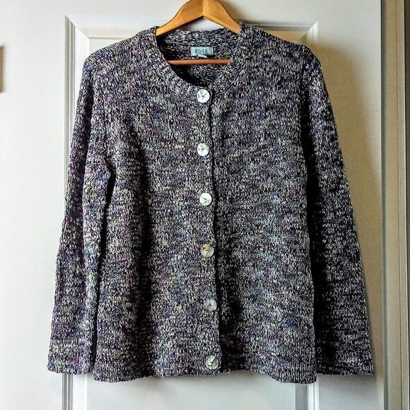 River Sweaters - River Green & Purple Knit LS Cardigan Sweater